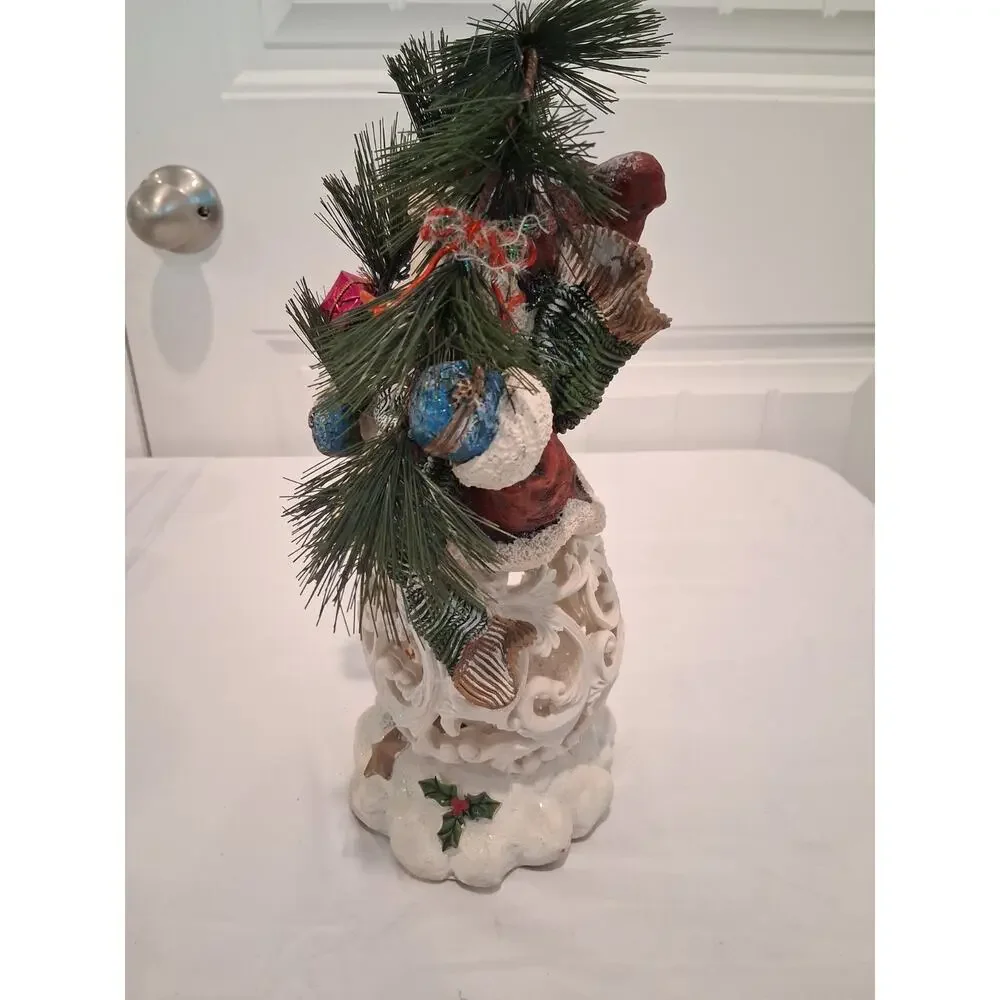 Light Up Resin Snowman Figurine Christmas Luminary Holiday Scrollwork Decoration
